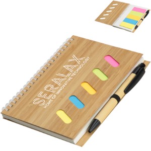 Bamboo Soft Spiral Notebook w/ Sticky Notes, 7" x 5-3/8" - AR2213