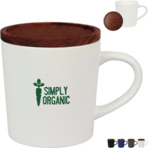 Ceramic Mug with Wooden Lid, 16 oz. - TK9915