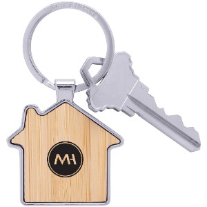 Bamboo & Metal House Key Chain - PM3378