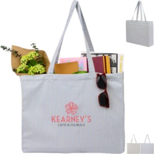 Striped Pacific Recycled Cotton Shopper Tote - LD1062