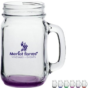 Mason Jars with Handles & Color Bottom, 16 oz. - SZ1519