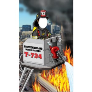 Firefighter on Ladder Truck Photo Prop Cutout, Custom - PHP008