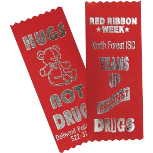 Anti-Drug Theme Stick-On Red Ribbon, 2" x 6" - VR1000