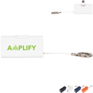 Bijou UL Listed Power Bank w/ USB-C Tip & Key Ring, 1200mAh - AR2278