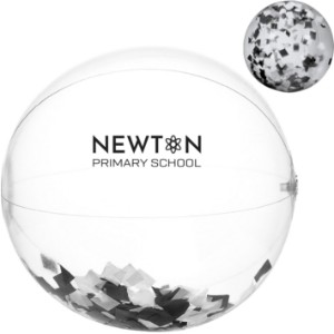 Black and White Confetti Filled Beach Ball, 16" - JN2150