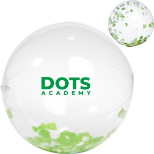 Green and White Confetti Filled Beach Ball, 16" - JN2151