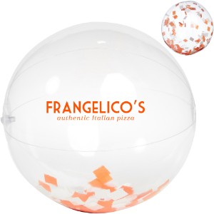 Orange and White Confetti Filled Beach Ball, 16" - JN2152