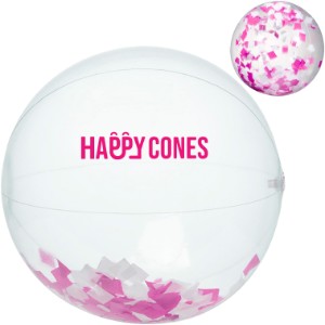 Pink and White Confetti Filled Beach Ball, 16" - JN2153