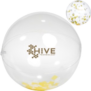 Yellow and White Confetti Filled Beach Ball, 16" - JN2154