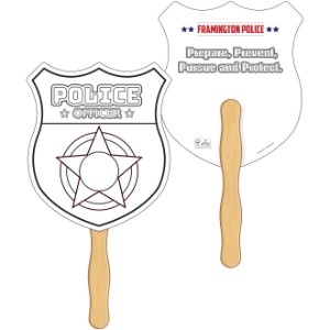 Police Badge Shape Coloring Hand Fan - CB1067