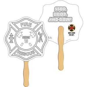 Fire Badge Shape Coloring Hand Fan - CB1068