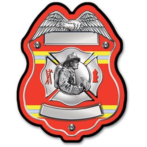 Volunteer Firefighter Red Plastic Badge - JFB611