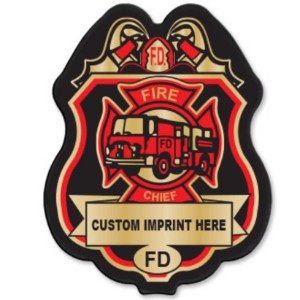 Firefighter Chief Red and Gold Plastic Badge - JFB614