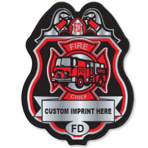 Firefighter Chief Red and Silver Plastic Badge - JFB615