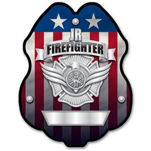 Junior Firefighter Patriotic Plastic Badge, Silver Eagle - JFB618
