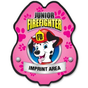 Firefighter Pink Dalmation Plastic Badge - JFB624