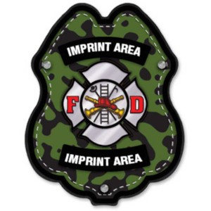 Firefighter Green Camo Plastic Badge - JFB627