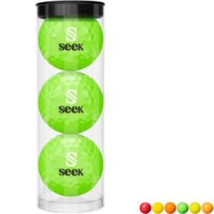Colored 3-Pack Golf Ball with Clear Tube - Direct Import - RP1076