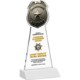 Police Badge Crystal Award on White Mitered Base, 7.75"