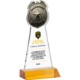 Police Badge Crystal Award on Amber Mitered Base, 7.75"