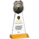 Police Badge Crystal Award on Amber Mitered Base, 9.75"