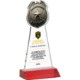 Police Badge Crystal Award on Red Mitered Base, 7.75"