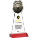 Police Badge Crystal Award on Red Mitered Base, 9.75"