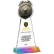 Police Badge Crystal Award on Prismatic Mitered Base, 9.75"
