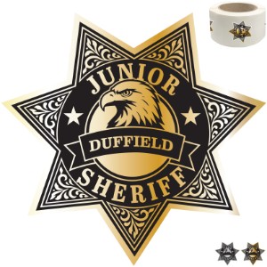 Junior Sheriff 7 Point Badge Sticker, Roll of 1000, Custom - JSB800