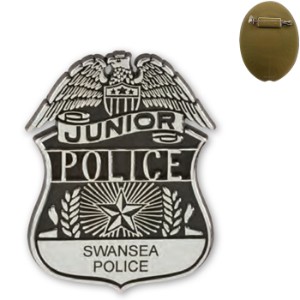 Junior Police Officer Eagle & Star Badge, Pin Back - KN1002