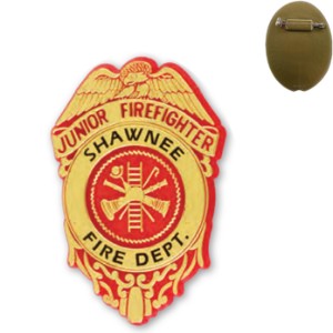 Junior Firefighter Plastic Badge, Pin Back - KN1004