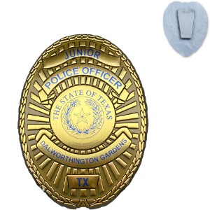 Junior Police Officer Oval Badge, Clip Back - KN1027