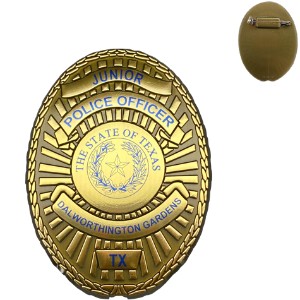 Junior Police Officer Oval Badge, Pin Back - KN1028