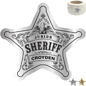Junior Sheriff 5 Point Badge Sticker, Roll of 1000, Custom - JSB805
