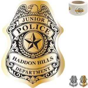 Junior Police Badge Sticker, Roll of 1000, Custom - JPB800