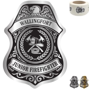 Junior Firefighter Badge Sticker, Roll of 1000, Custom - JFB810