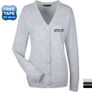 Harriton® Pilbloc™ V-Neck Button Ladies' Cardigan Sweater - WG3002