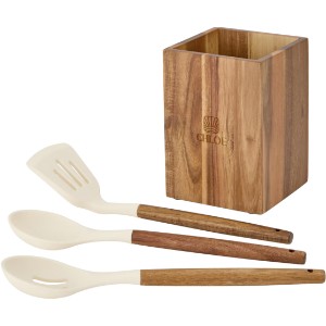 La Cuisine™ Acacia Wood Kitchen Canister w/ Utensils - GM2813