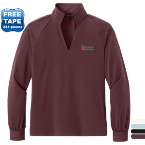 MERCER+METTLE™ Long Sleeve Buttery Soft Poly/Spandex Twill Ladies' Popover Blouse - WJ7421