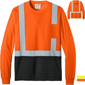 CornerStone® ANSI 107 Class 2 Long Sleeve Mesh Blocked Men's Tee - WJ7408