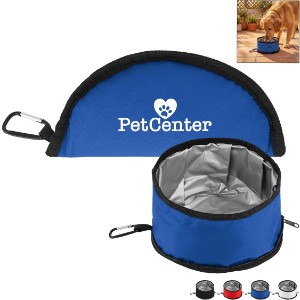 Foldable rPET Dog Food Bowl w/ Carabiner - HT7472