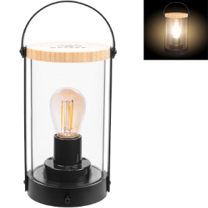 Vintage Bamboo Rechargeable Lantern w/ Handle - HT7485