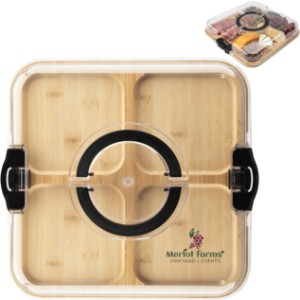 Portable Bamboo Charcuterie Board w/ Lid - HT7498