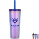 Pyramid Recycled Iridescent Silicone Straw Tumbler, 22oz.