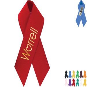 Satin Awareness Ribbon with Pin Backing, 3-1/2" - VR1011