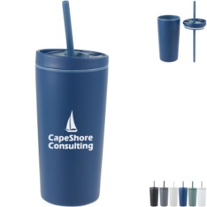 Santino Recycled Tumbler w/ Dual Function Lid, 16oz. - LD9069