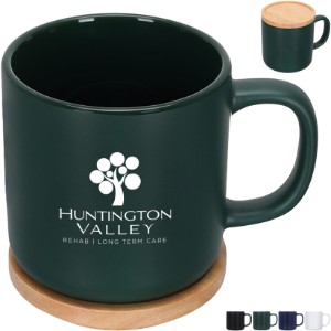 Dalton Ceramic Mug w/ Bamboo Lid/Coaster, 12oz. - AR2495