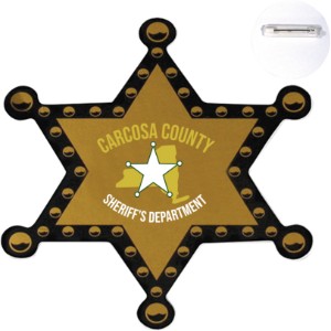 Junior 6 Point Sheriff Star Chipboard Badge, Pin Back - VR1030